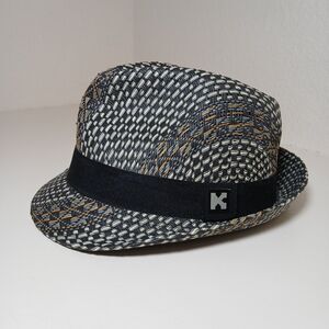Kenny K. Fedora Hat Unisex Black Large Fitted Pleated Curved Brim Eco #P3